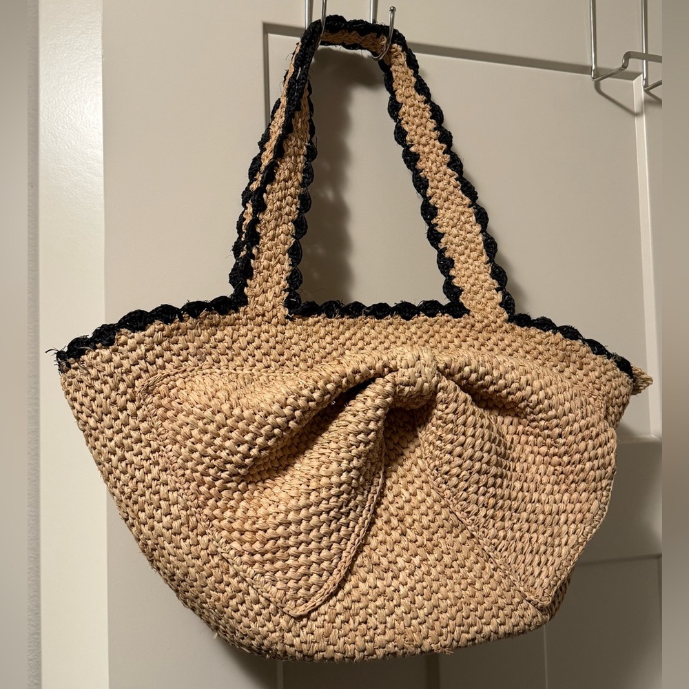 Stylish Tan Woven Tote Bag